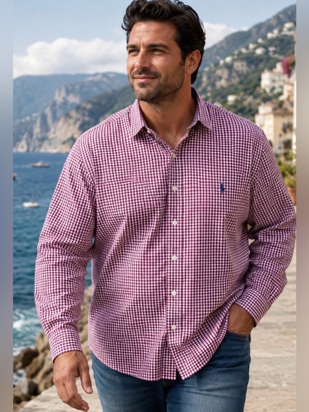 Ralph Lauren Performance Gingham Shirt Men’s 2X Burgundy Check